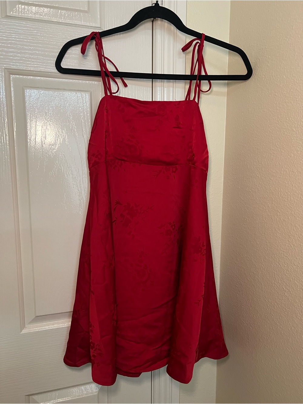 wild fable Red Satin Tie-Shoulder A-Line Dress